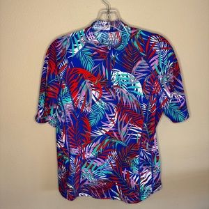 Coolibar Womens Short Sleeve Rash Guard Shirt Size L 1/4 Zip Multicolor UPF 50+